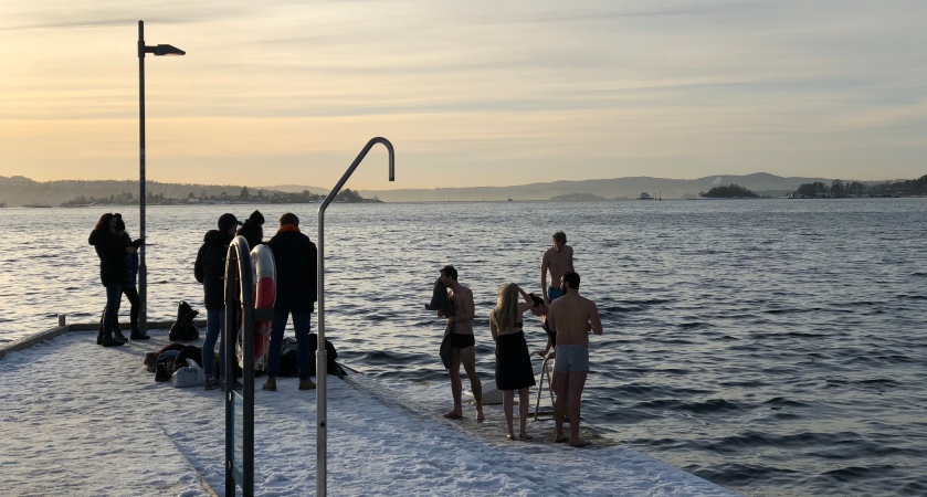 Winter swimming in Oslo fjord.